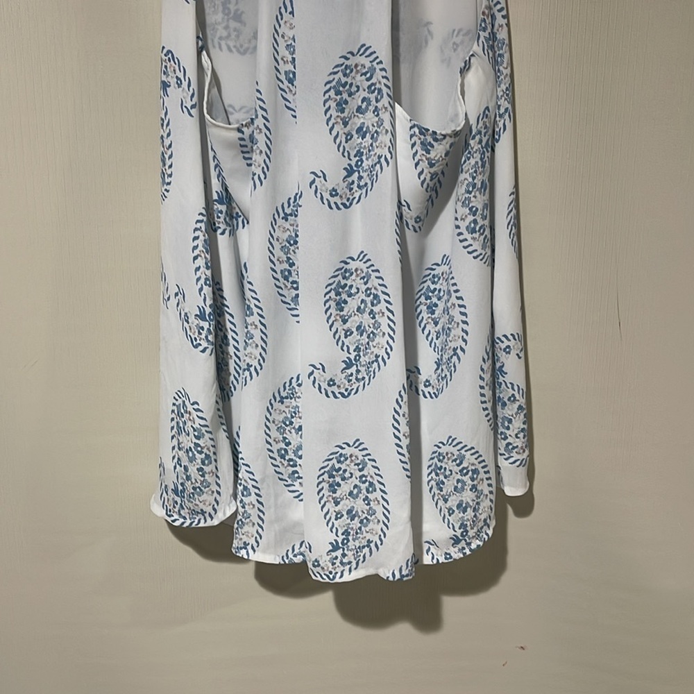 New Without Tags LOFT White and Blue Patterned Tank Blouse Size Small - Picture 7 of 9